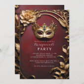 Goldener venezianischer Maskenball Einladung (Vorne/Hinten)