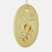 Goldener verbindender Herzen 50. Hochzeitstag Keramikornament (Rechts)