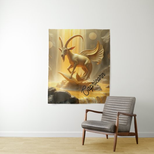 Goldener Vergoldeter Steinbock Wandteppich (Beispiel)