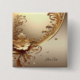 Goldener Verzierte Blumenknopf Button