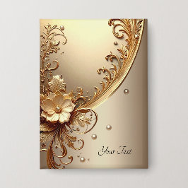Goldener Verzierte Blumenknopf Button