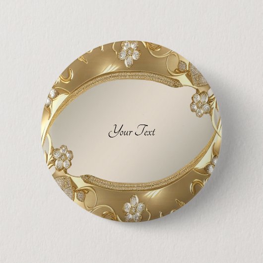 Goldener verzierter Blumenknopf Button (Vorderseite)