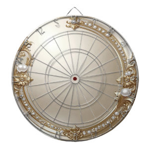 Goldener verzierter Rahmen mit Perlen Dartboard Dartscheibe
