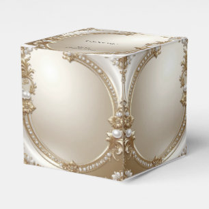 Goldener verzierter Rahmen mit Perlen Geschenkbox Geschenkschachtel