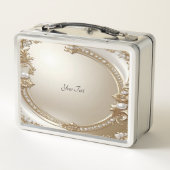 Goldener verzierter Rahmen mit Perlen Lunchbox (Rückseite)