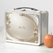 Goldener verzierter Rahmen mit Perlen Lunchbox (Beispiel)