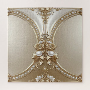 Goldener verzierter Rahmen mit Perlen Puzzle
