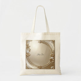 Goldener verzierter Rahmen mit Perlen Tote Bag Tragetasche