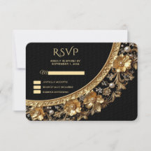 Goldener verzierter Rahmen RSVP-Karte