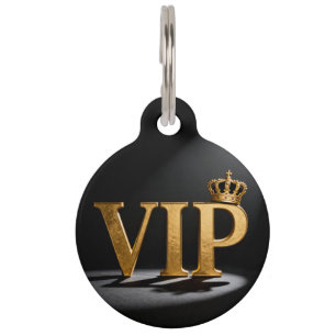 Goldener Vintage-Brief - VIP mit Krone 8 Haustiermarke
