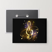 Goldener Violinschlüssel Musik Button (Vorderseite/Rückseite)