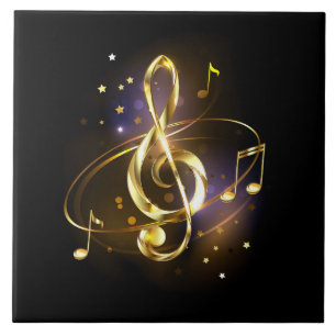 Goldener Violinschlüssel Musik Fliese
