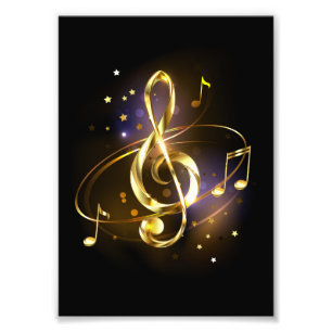 Goldener Violinschlüssel Musik Fotodruck