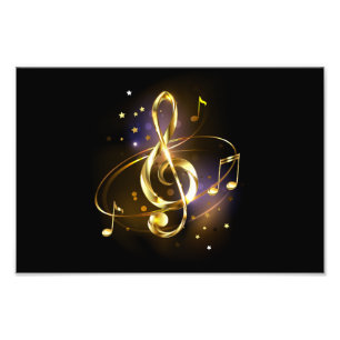 Goldener Violinschlüssel Musik Fotodruck
