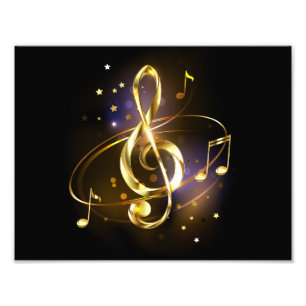 Goldener Violinschlüssel Musik Fotodruck