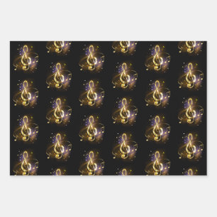 Goldener Violinschlüssel Musik Geschenkpapier Set