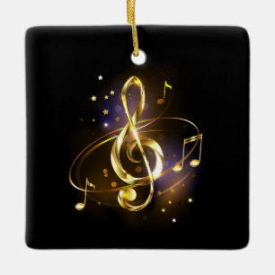 Goldener Violinschlüssel Musik Keramikornament