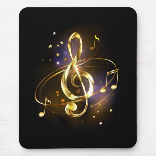 Goldener Violinschlüssel Musik Mousepad (Vorne)