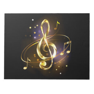 Goldener Violinschlüssel Musik Notizblock