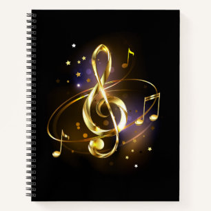 Goldener Violinschlüssel Musik Notizblock