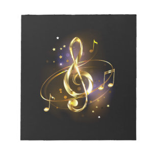 Goldener Violinschlüssel Musik Notizblock