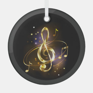 Goldener Violinschlüssel Musik Ornament Aus Glas