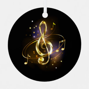 Goldener Violinschlüssel Musik Ornament Aus Metall