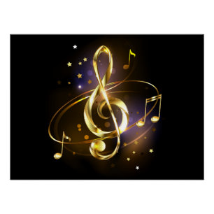 Goldener Violinschlüssel Musik Poster