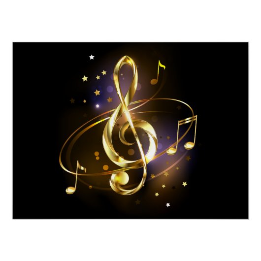 Goldener Violinschlüssel Musik Poster (Vorderseite)
