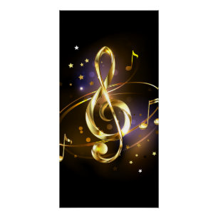 Goldener Violinschlüssel Musik Poster