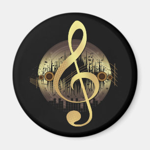 Goldener Violinschlüssel Vinyl-Schallplatte Musikl Magnet