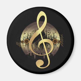 Goldener Violinschlüssel Vinyl-Schallplatte Musikl Magnet