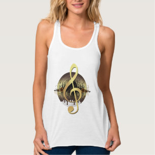Goldener Violinschlüssel Vinyl-Schallplatte Musikl Tank Top