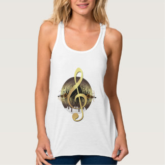 Goldener Violinschlüssel Vinyl-Schallplatte Musikl Tank Top