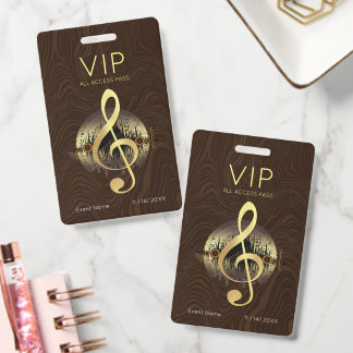 Goldener Violinschlüssel VIP All-Access Abstract B Ausweis
