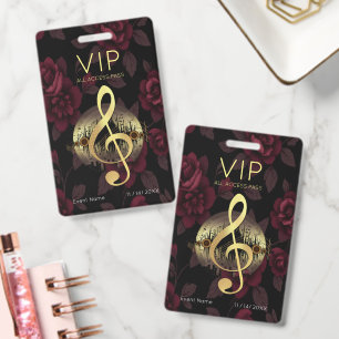 Goldener Violinschlüssel VIP All Access Dark Rose  Ausweis
