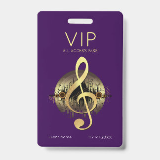 Goldener Violinschlüssel VIP All Access Deep Purpl Ausweis
