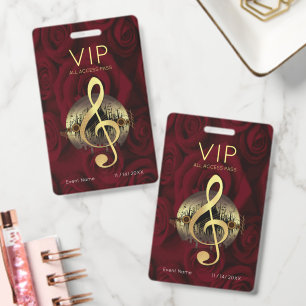 Goldener Violinschlüssel VIP All-Access Elegante R Ausweis