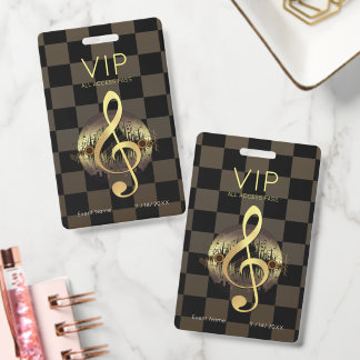 Goldener Violinschlüssel VIP All-Access-Luxus-Karo Ausweis