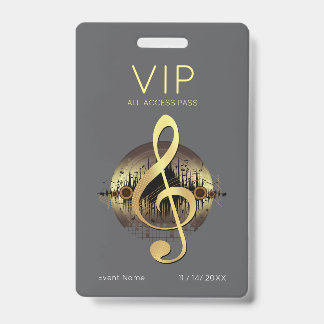 Goldener Violinschlüssel VIP All Access Modern Gra Ausweis