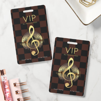 Goldener Violinschlüssel VIP All-Access Scheckdesi Ausweis
