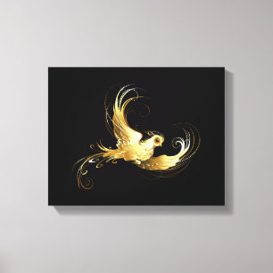 Goldener Vogel auf schwarzem Hintergrund Leinwanddruck