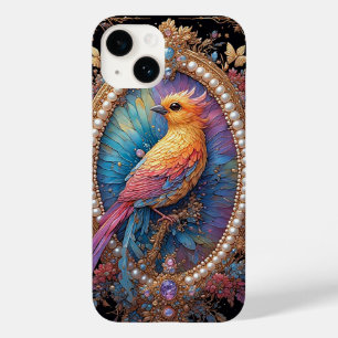 Goldener Vogel in verziertem Dekorrahmen Case-Mate iPhone 14 Hülle