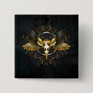 Goldener Vogelschädel auf schwarzem Hintergrund Button