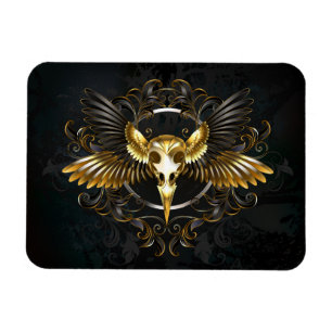 Goldener Vogelschädel auf schwarzem Hintergrund Magnet