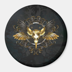 Goldener Vogelschädel auf schwarzem Hintergrund Magnet
