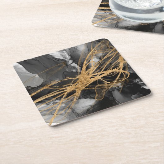 Goldener Vortex I Rechteckiger Pappuntersetzer (angewinkelt)