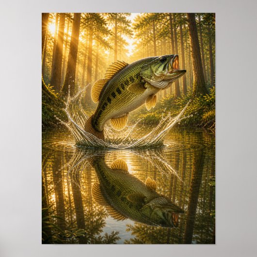 Goldener Wald Großmäuliger Barsch Poster (Vorne)