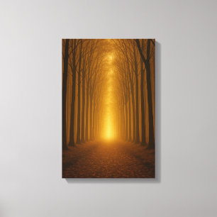 Goldener Waldweg bei Dämmerung Leinwanddruck