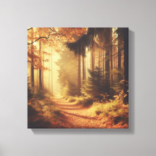 Goldener Waldweg – Vintage-Naturleinwandkunst Leinwanddruck
